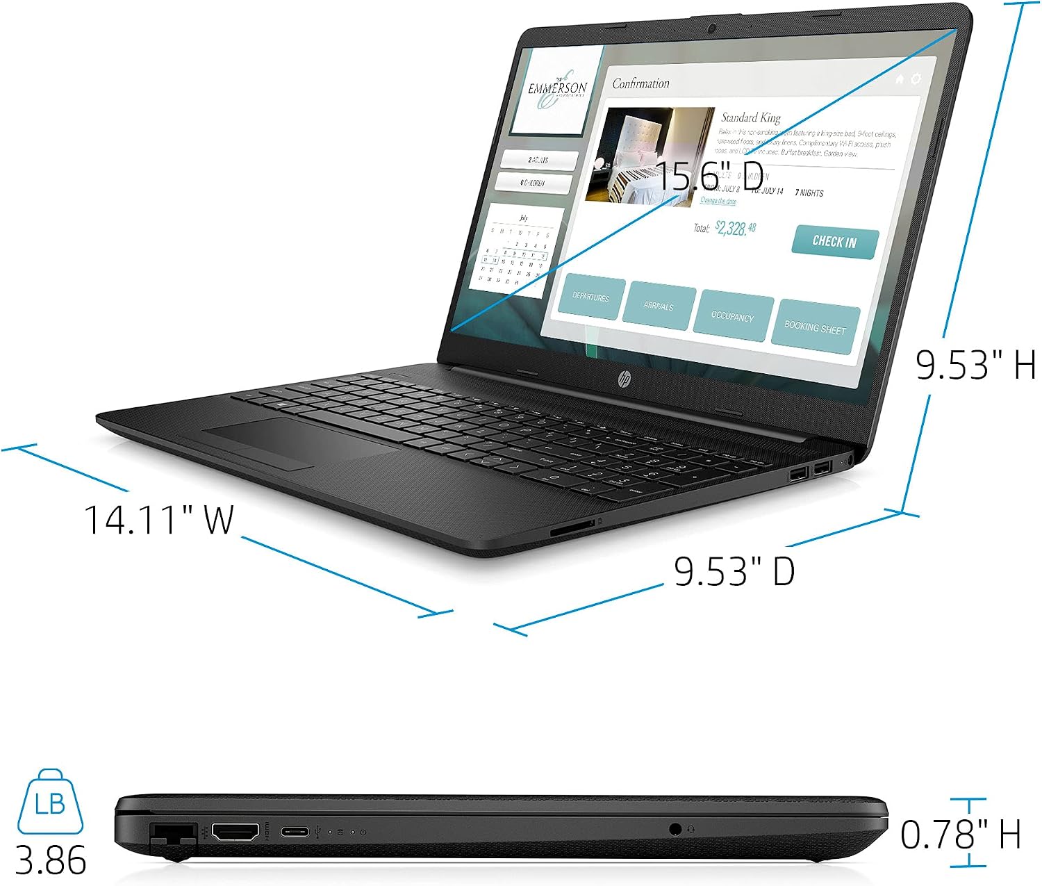 HP 15.6in FHD, Celeron N4020, 4GB RAM, 128GB SSD, Windows 10 Home in S Mode, Free one Year Microsoft Office, EROSEFLAMINGO Accessories, 15-dw1001wm