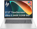 HP 17 Laptop AI PC (17.3' HD+ Touchscreen, Intel 12-Core Ultra 5 225U (> i7-1355U), 16GB DDR5 RAM, 512GB SSD) for Business, Home, Students, Backlit, Fingerprint, Webcam, Win 11 Pro, Silver