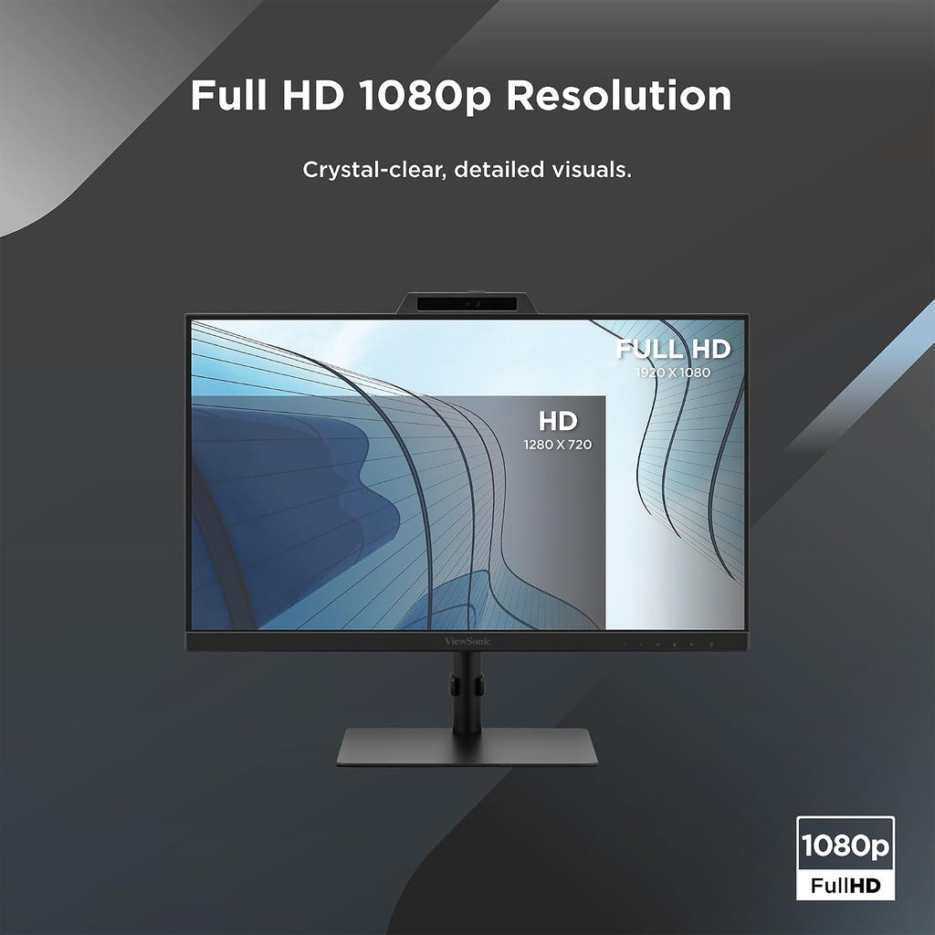 ViewSonic VG2441V 24 Inch 1080p Monitor, IPS Display with Windows Hello, Built-in Microphone, and IR 5MP Webcam for Smooth Video Conferencing, Advanced Ergonomics, USB-C, HDMI, and DisplayPort Inputs