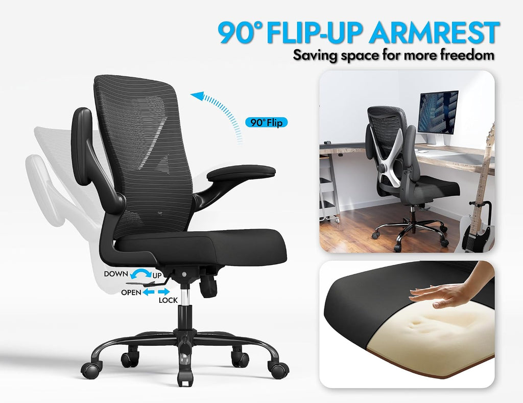 Ergonomic Office Chair - X-Shaped Computer Desk Chairs Comfy, Mesh High-Back Gaming Chair with Adjustable Lumbar Support, Executive Task Chair for Adults, Comfortable for Long Hours, Black, Pack of 5