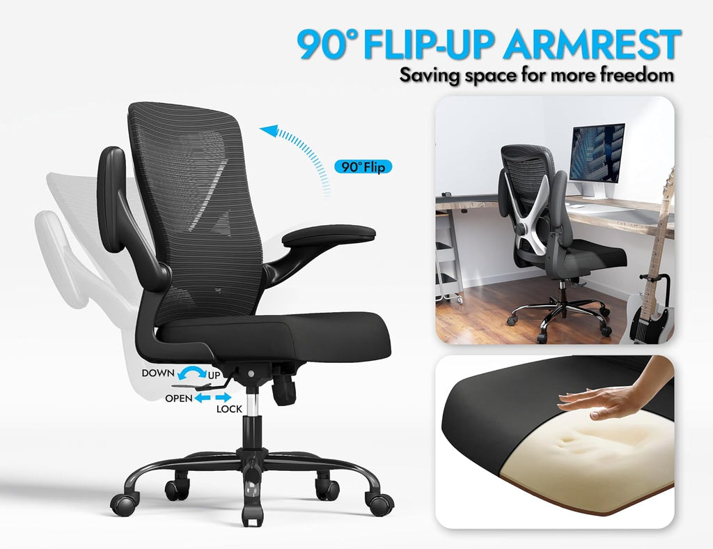 Ergonomic Office Chair - X-Shaped Computer Desk Chairs Comfy, Mesh High-Back Gaming Chair with Adjustable Lumbar Support, Executive Task Chair for Adults, Comfortable for Long Hours, Black, Pack of 8