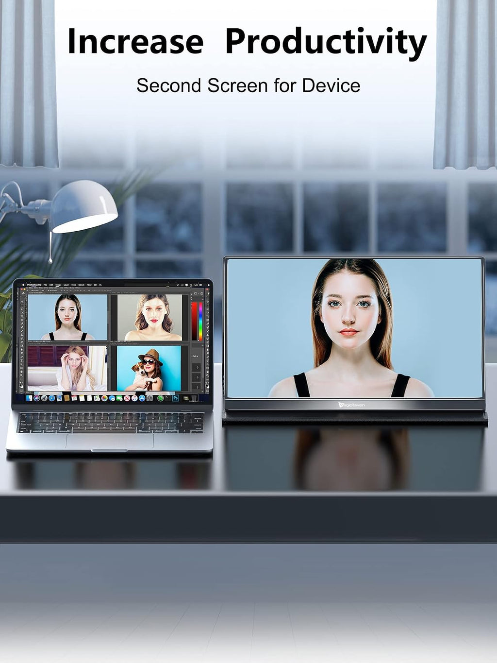MAGICRAVEN 2.5K Portable Monitor, 17.3' QHD IPS Laptop Screen, VESA USB C HDMI Second Computer Gaming Display with 2 Speakers, Travel Monitor for MacBook Phone PS4/5 PC Phone Xbox Switch