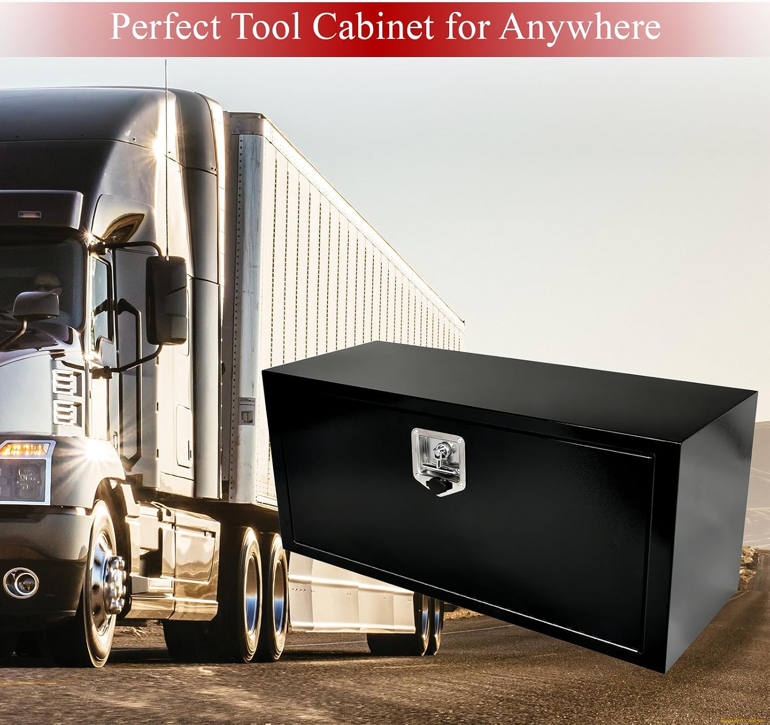 36'' Inch Steel Underbody Truck Tool Box & T-Handle Latch Heavy Duty For Trucks Trailers RV ATV Pickup Trucks Flatbeds Organization Storage Job Tool Chest -36'(L) x 14'(W) x 16'(H) Black