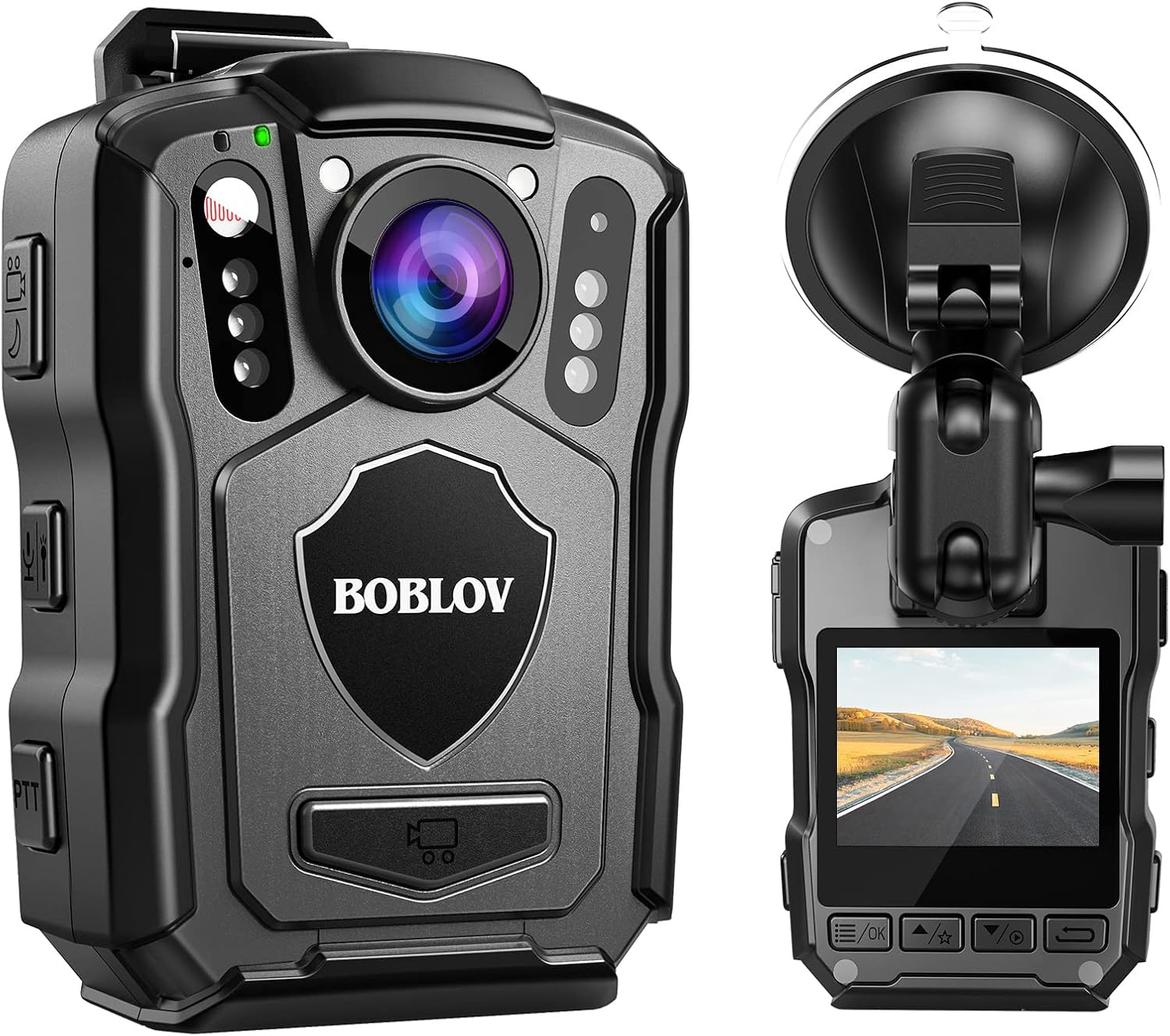 BOBLOV M5 2K 256G Police Body Camera, GPS Enabled &1440P Body Mounted Cam, Body Cam Built-in 4200MAH Battery,15Hours Record, IP67 Water Resistant, for Law Enforcement, with Car Suction Mount