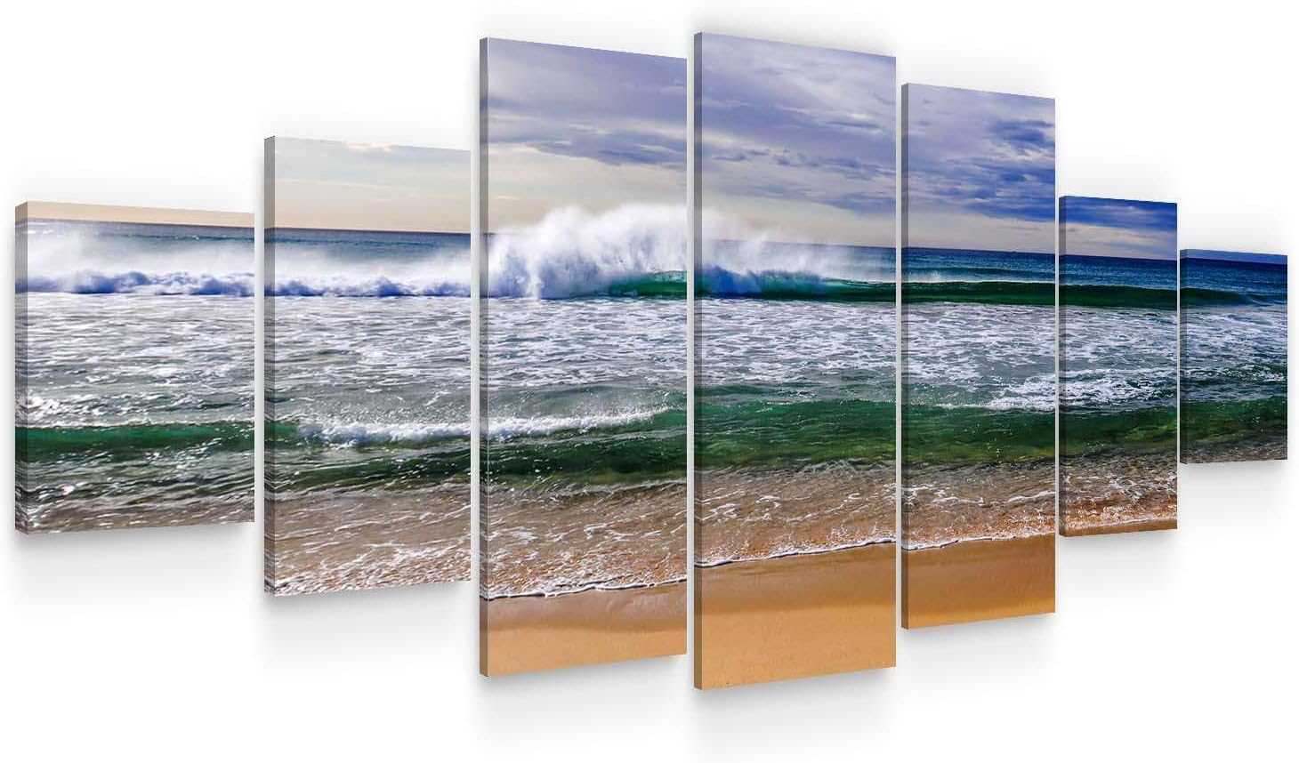 Startonight Huge Canvas Wall Art - Ocean Waves Large Framed Set of 7 40' x 95'