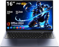 16' Core i5 Laptop, 16GB RAM, 512GB SSD, MS Office 2024, IPS(1920 x 1200) 16:10 Display, Win 11 Pro Notebook Computer with BT5.0 Wi-Fi, 3xUSB A, HDMI, RJ45, Backlit Keyboard, Space Grey