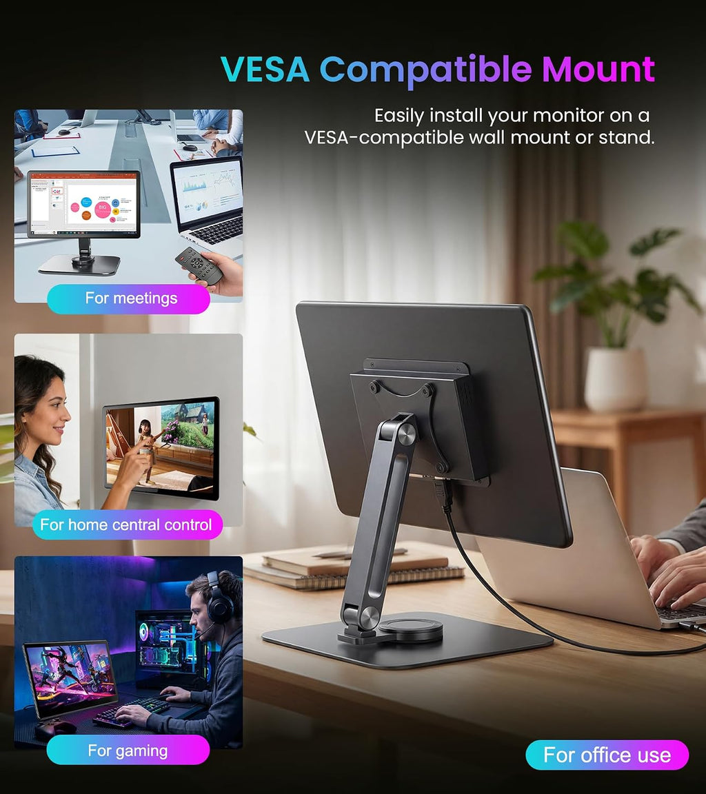 15.6' Touchscreen Monitor - HDR 1080P IPS with VGA DVI HDMI VESA Dual-Speaker,10-Point Industrial Touch screen Monitor with Remote Control for PC,Laptop,RPi,POS,Kiosk,Home,Industrial(Matte Black)