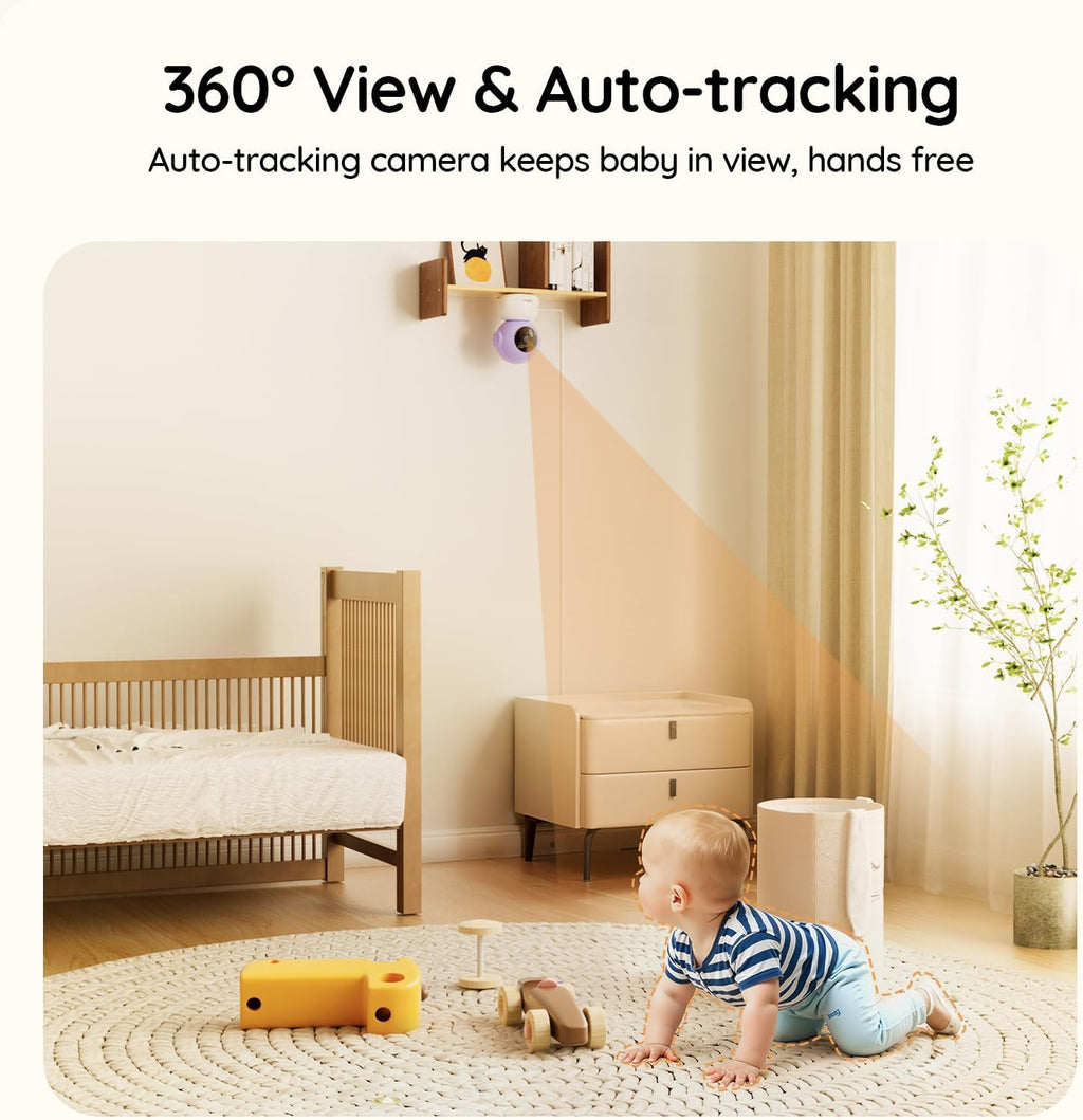 BOIFUN 2K Split Baby Monitor with 2 Cameras,Smartphone App, Wi-Fi Cameras,5-inch Display, Motion Tracking, Encrypted Connection, Night Vision, Long-Range 2-Way Talk, Temp Sensor