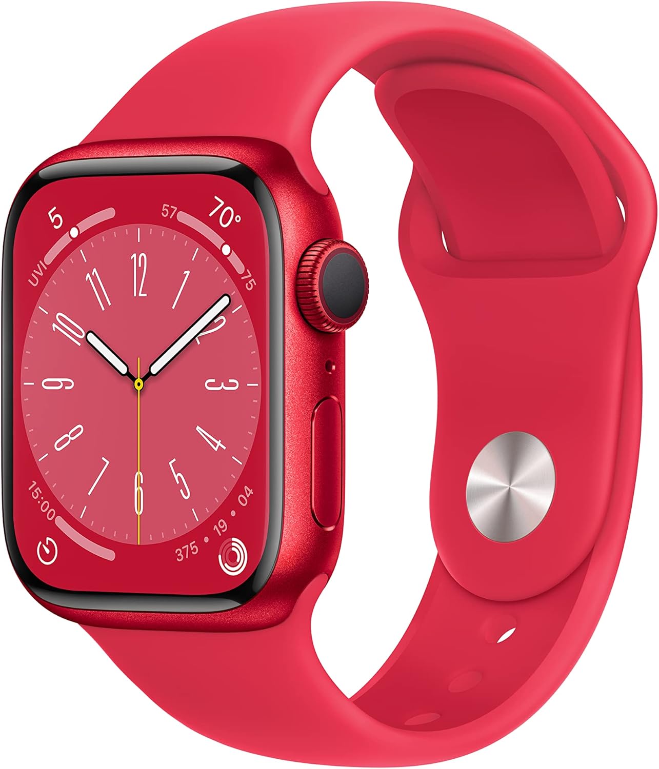Apple Watch Series 8 [GPS, 41mm] - (Product)RED Aluminum Case with (Product)RED Sports Band, M/L (Renewed)