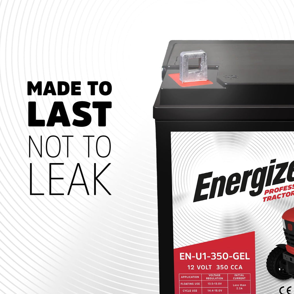 Energizer EN-U1-350-GEL, 12 Volt 350 CCA, Long Lasting Sealed Lead Acid AGM Rechargeable Battery Ideal For Use In Tractors, Lawn Mowers, and more