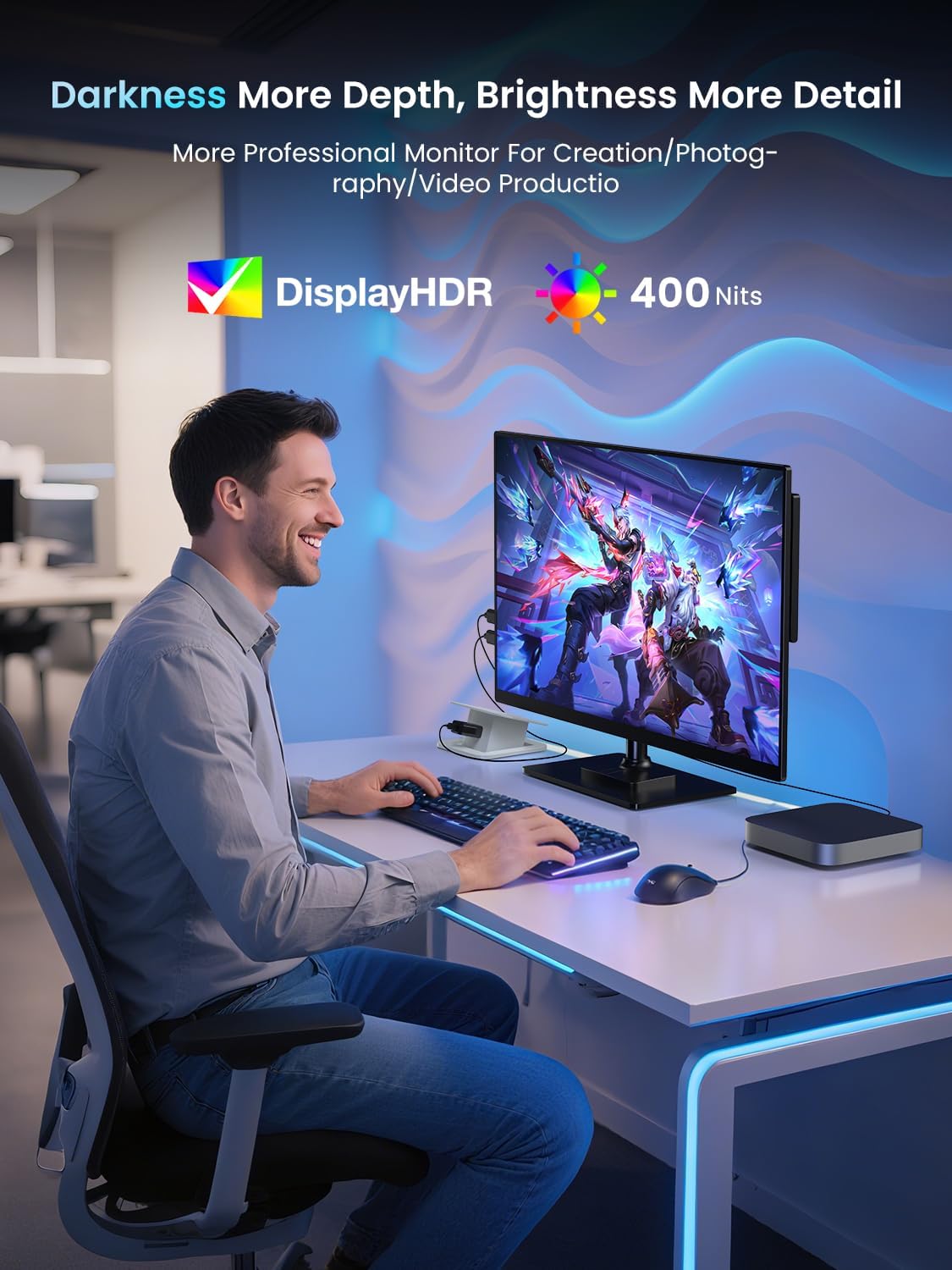 Newsoul 4K QLED Portable Monitor 120Hz Gaming Monitor, 100% DCI-P3 | 2000:1 Contrast | Fast IPS 0.1ms, Built-in Stand | VESA | Speaker, USB-C HDMI Portable Screen for Laptop, Phone, Game Console