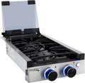 RecPro RV Built In Gas Cooktop | 2 Burner or 3 Burner | RV Cooktop Stove | 6,500 and 8,000 BTU Burners | Cover Included (Stainless Steel, 2-Burner)
