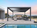 PURPLE LEAF Louvered Pergola 94AS 11' x 13' Outdoor Aluminum Pergola with Adjustable Roof for Deck Backyard Garden Grey Hardtop Gazebo
