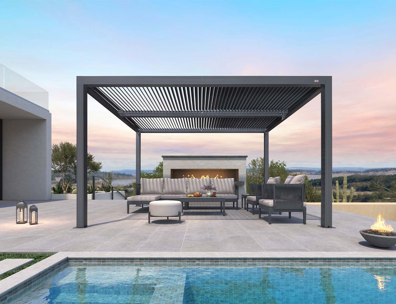 PURPLE LEAF Louvered Pergola 94AS 11' x 13' Outdoor Aluminum Pergola with Adjustable Roof for Deck Backyard Garden Grey Hardtop Gazebo