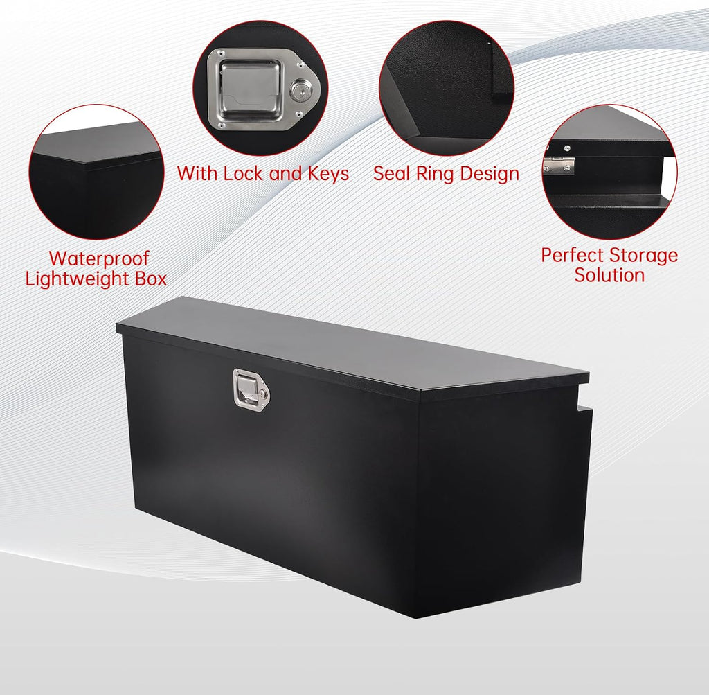 49'' Inch Steel Trailer Tongue Truck Bed Tool Box Heavy Duty For Trailers, RV, ATV, Pickup Trucks, Flatbeds - 49 x 15 x 18.5 Inch Black