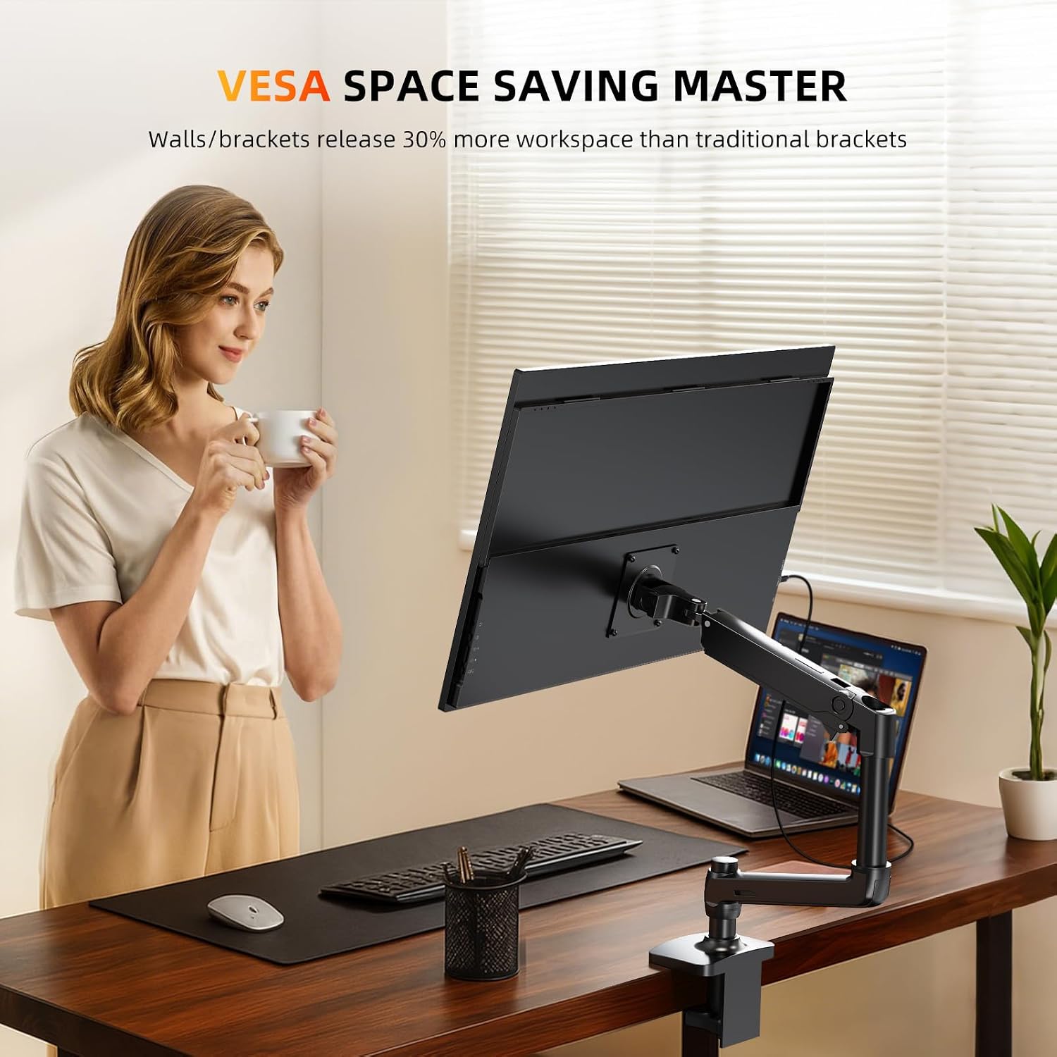 UPERFECT Portable Monitor 4K 23.8' QLED| 400 Nits 24' Large Monitor | 3840 * 2160 UHD 100% DCI-P3 | 1MS FreeSync | USB-C & HDMI | VESA & Stand | Second Screen for Computer, Mini PC, Game Consoles