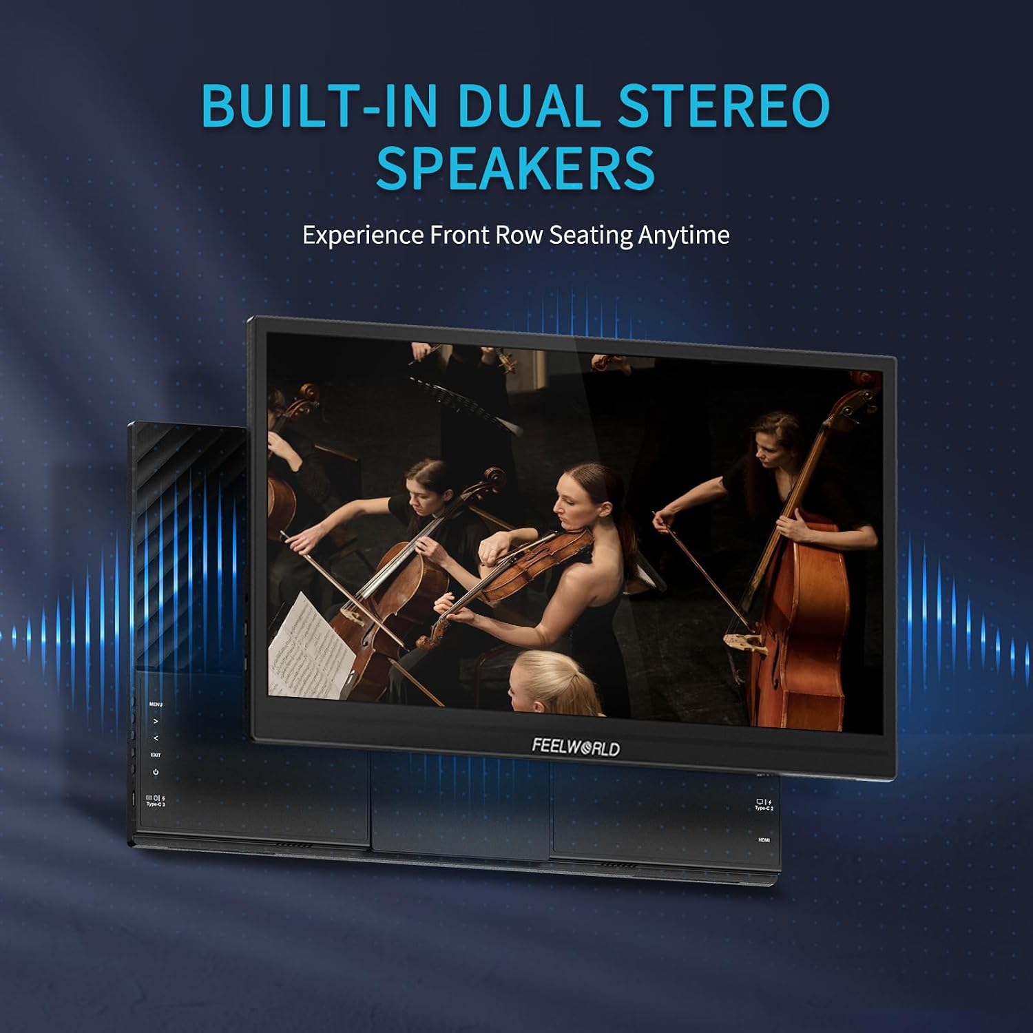 FEELWORLD DH156 15.6inch Portable Monitor 1080p FHD USB-C HDMI Computer Display Gaming Monitor Dual Speaker Plug&Play for Laptop PC MAC Phone PS4 Xbox Switch