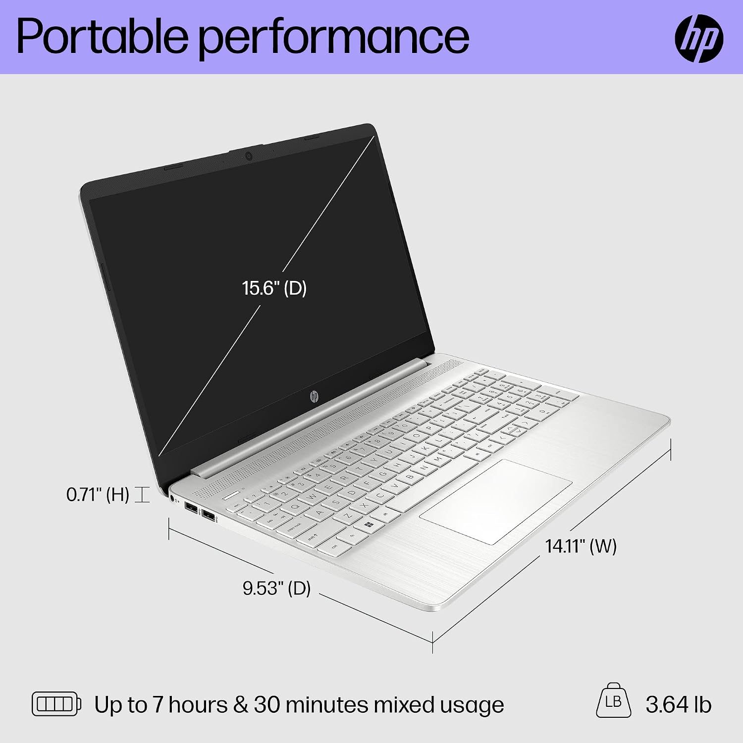HP 15 inch Laptop, FHD Display, 12th Generation Intel Core i5-1235U, 16 GB RAM, 512 GB SSD, Intel Iris Xe Graphics, Windows 11 Home, 15-dy5399nr (2023)