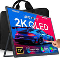 UPERFECT Portable Monitor Touchscreen 2K QLED, 22' Gaming Monitor w/VESA & 180° Adjustable Stand, 2560×1440 QHD FreeSync HDR, 100% DCI-P3, USB-C HDMI Travel Second Monitor for Laptop, PC, Game Console