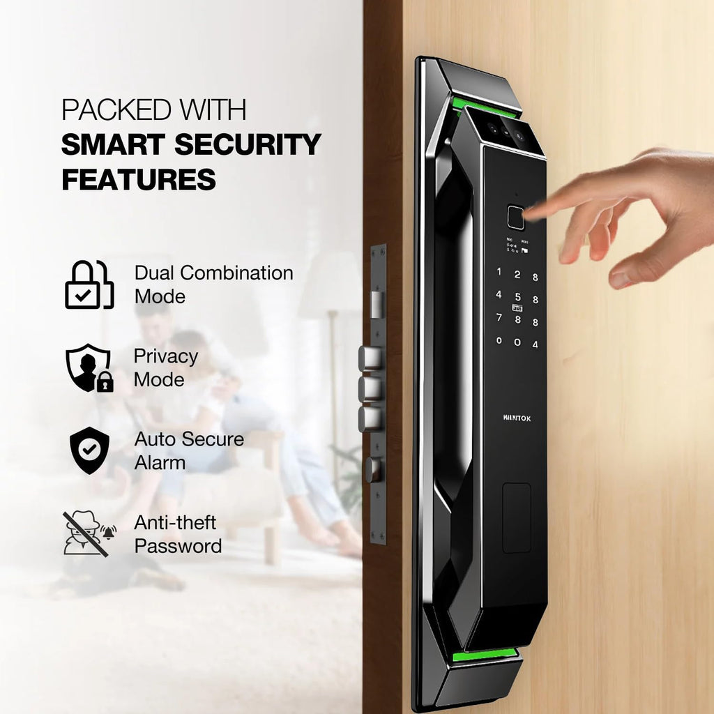 Smart Door Lock with Camera: 3D Face Recognition, Palm Vein, Video Intercom with 1080p HD Camera, Motion Detection, Keyless Entry, Fingerprint, Passcode, IC Card, Doorbell, Tuya App, Supports Alexa