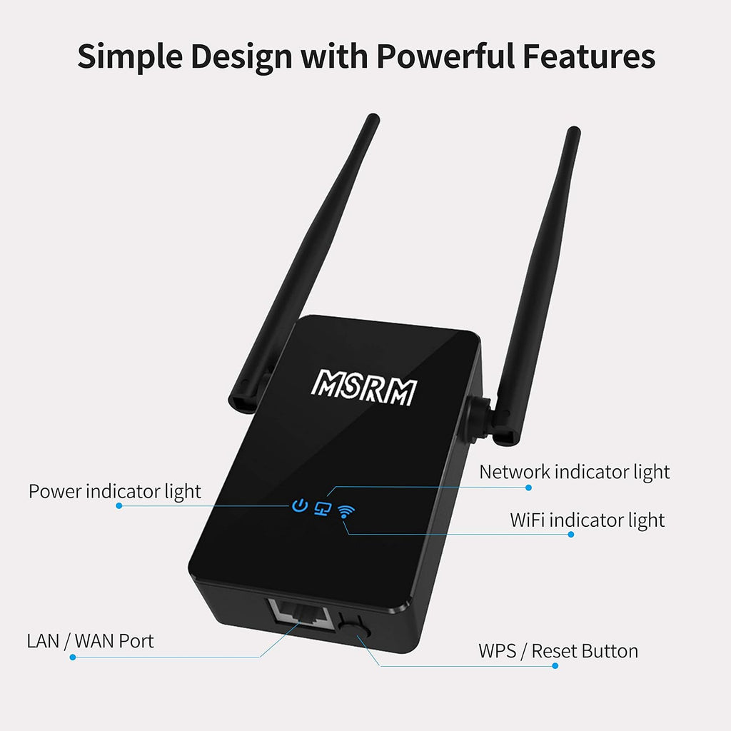 MSRM US302 Wi-Fi Extender with 360 Degree 300Mbps Full WiFi Covering with High Gain Dual External Antennas High Gain Conventivity