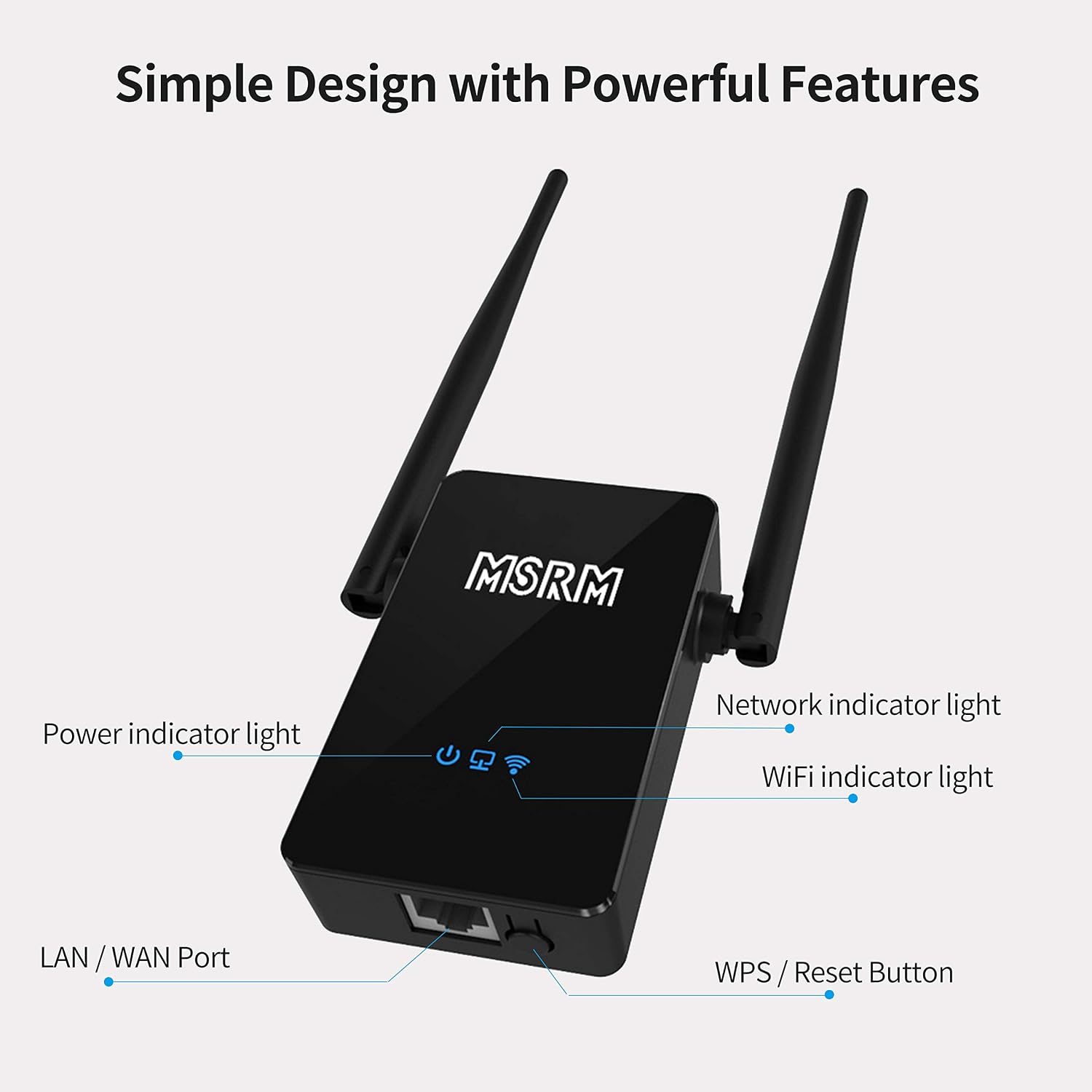 MSRM US302 Wi-Fi Extender with 360 Degree 300Mbps Full WiFi Covering with High Gain Dual External Antennas High Gain Conventivity