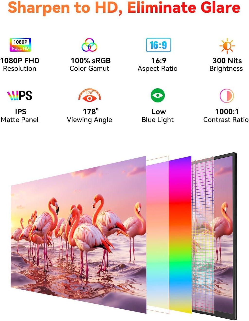 HotYeah 23.8' 100Hz Portable Monitor, 1080P FHD 100% sRGB IPS USB-C HDMI Large External Monitor, Home Gaming 2nd Screen w/180° Adjustable Kickstand for MacBook, Laptop, PC, Phone, Tablet, Switch, PS5