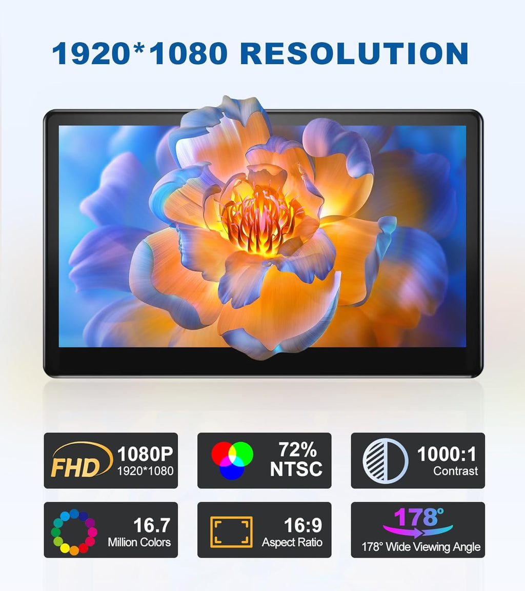 Industrial Touchscreen Monitor 13.3 inch, FHD 1920×1080 IPS Laptop Touch Monitor HDMI VGA Display Support VESA Mount Compatible with Laptops PC Mac (13.3 Inch)
