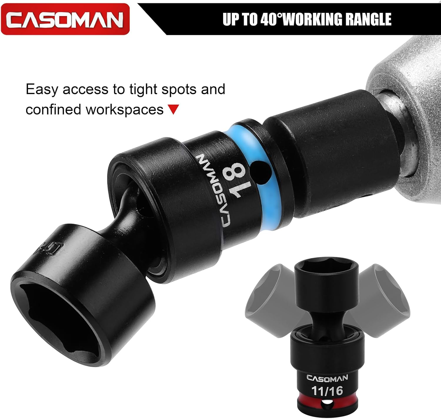 CASOMAN 153-Piece 1/4' & 3/8' & 1/2' Drive Master Impact Socket Set with Case, Professional Standard and Deep Socket Tool Set, 6 Point, SAE and Metric Sizes