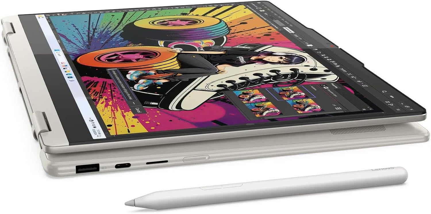 Lenovo Yoga 7 2-in-1 2025 Copilot+ PC with 14' OLED HDR 500 True Black 100% DCI-P3 Touchscreen, AMD Ryzen AI 7 350 Processor, 16GB LPDDR5X-7500MT/s Memory, 1TB SSD, Wi-Fi 7, Yoga Pen, and Win11 Pro