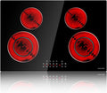Noxton 30 Inch Electric Cooktop 4 Burners, Built in Electric stove top, Sensor Touch Ceramic Cooktop, Expandable Burners, Pause, Safety Lock, Timer, 7100W 220~240V (No Plug)
