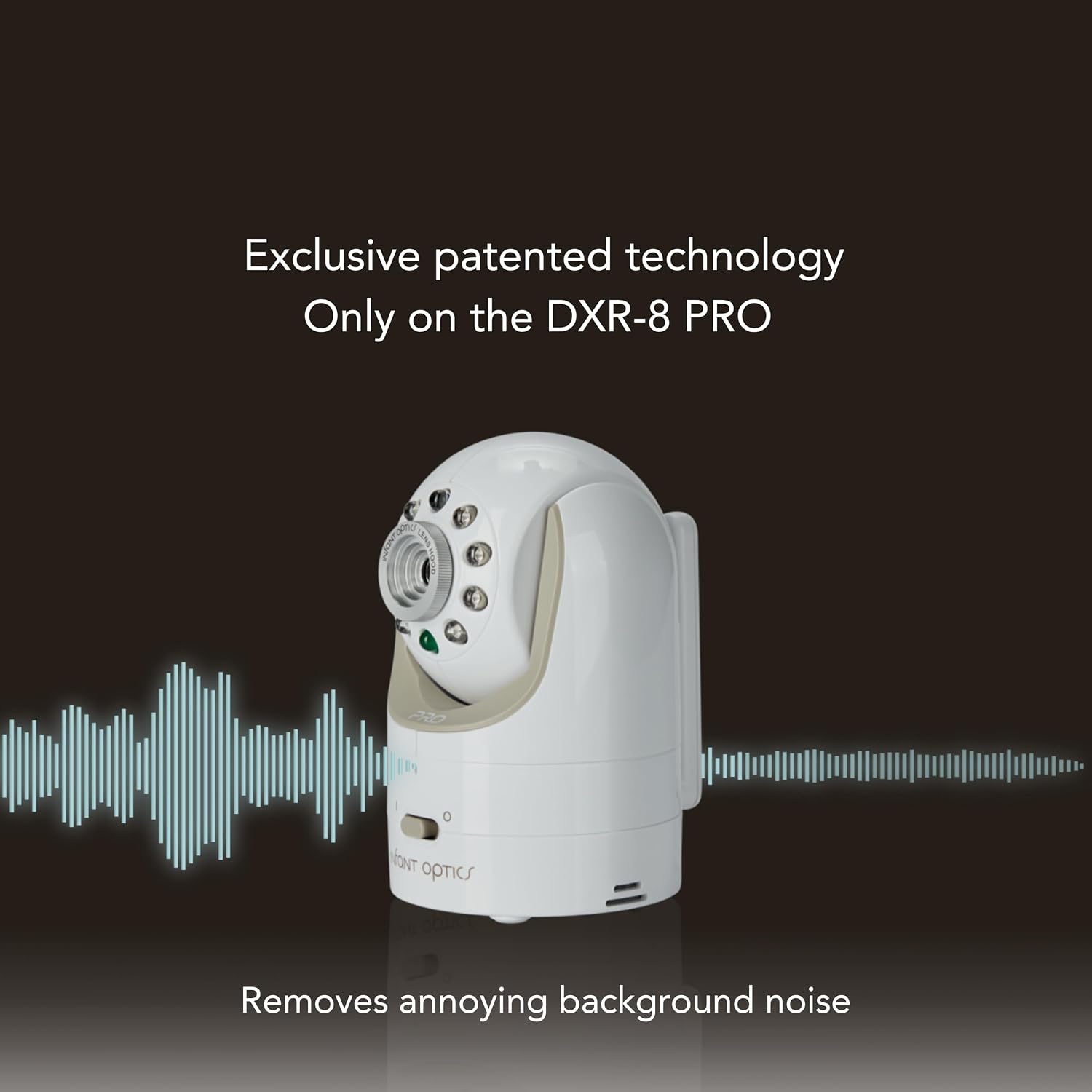 Infant Optics DXR-8 PRO - Patented Active Noise Reduction (ANR), 5' HD Video Baby Monitor with 1 Camera, No WiFi, Hack-Proof,Pan Tilt Zoom, Interchangeable Lens