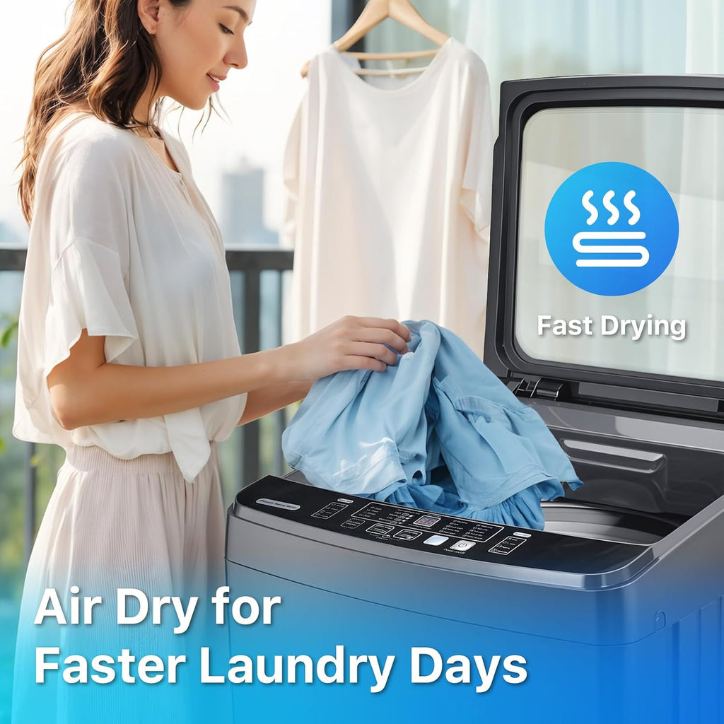 Anypro Clothes Washing Machines 27 LBS Full Automatic Washer and Spinner Combo with 10 Program and 8 Water Level, Laundry Wash Machine for Apartment RV Dorm, Grey