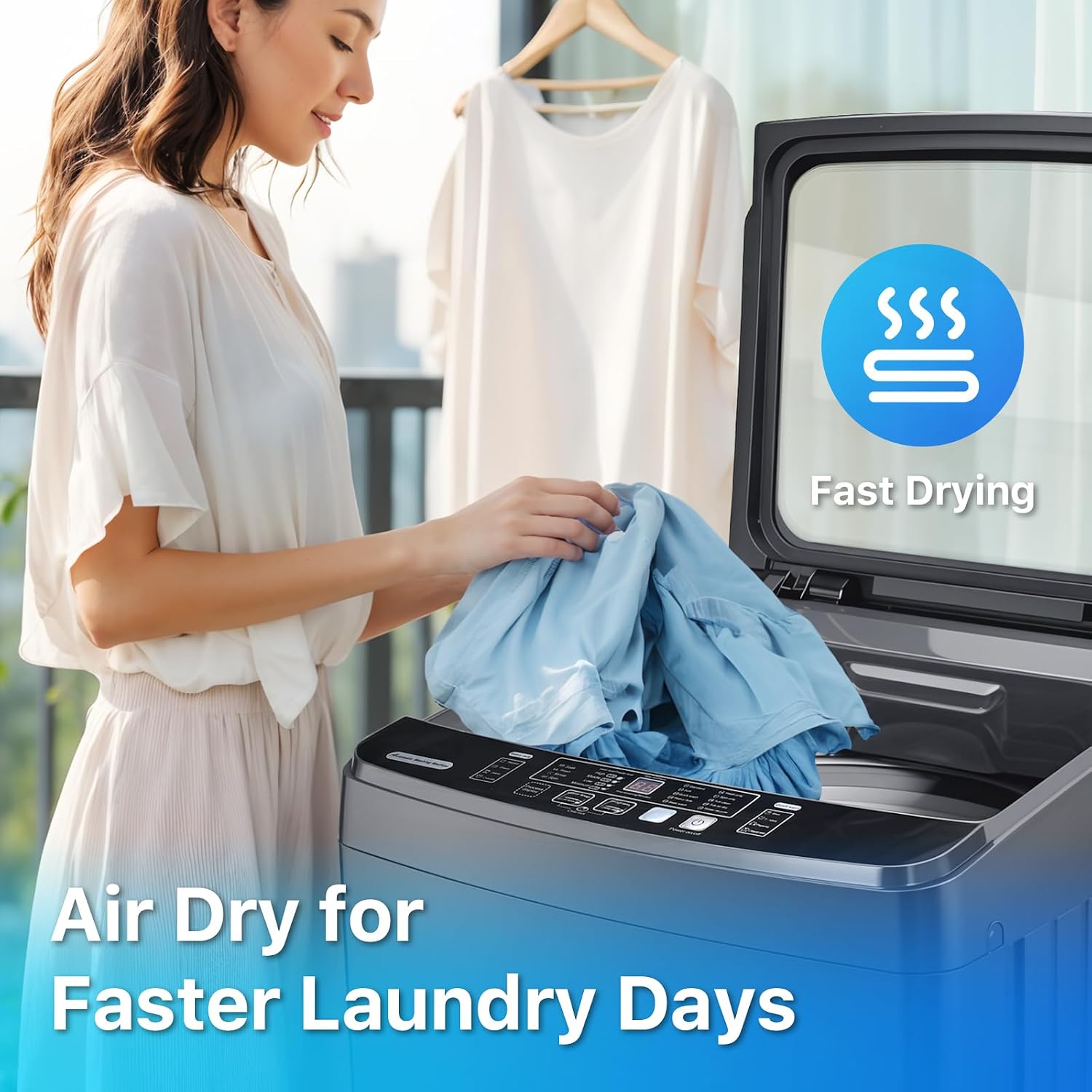Anypro Clothes Washing Machines 27 LBS Full Automatic Washer and Spinner Combo with 10 Program and 8 Water Level, Laundry Wash Machine for Apartment RV Dorm, Grey