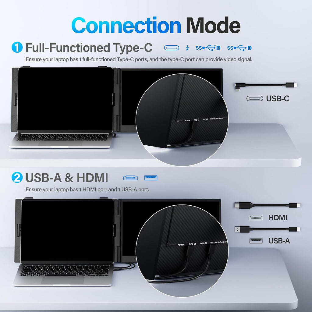Ultra Thin Laptop Screen Extender Monitor Portable,14.2' 1080P FHD Lightweight Dual Screen,Portable Monitor for Laptop,Fit for 13-17' Laptops,Plug & Play Compatiable with Win/Mac/Chrome/Android/Switch