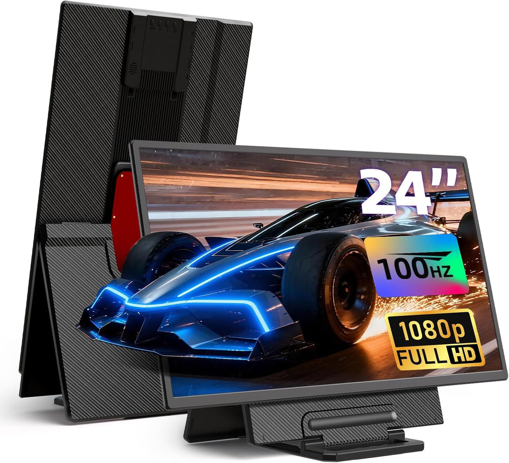 23.8' Large Portable Monitor - 1080P FHD 100Hz IPS HDR Second Screen, HDMI/USB-C Gaming Monitor with Magnetic Stand(Height-Adjustable & Rotatable), Speakers, VESA Mount Display for Laptop/MacBook/PC