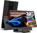 23.8' Large Portable Monitor - 1080P FHD 100Hz IPS HDR Second Screen, HDMI/USB-C Gaming Monitor with Magnetic Stand(Height-Adjustable & Rotatable), Speakers, VESA Mount Display for Laptop/MacBook/PC