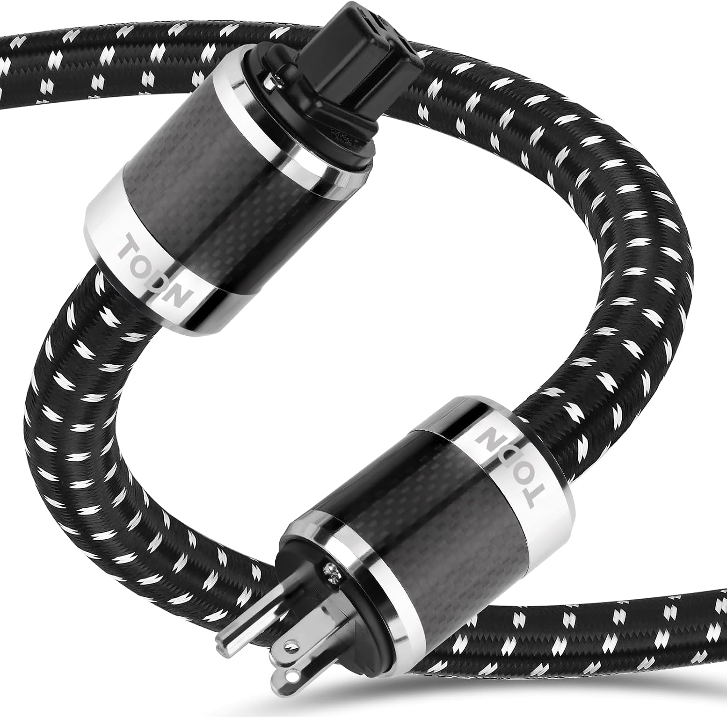 TODN HiFi Audio Power Cable for Audiophile with Silver-Plated OFC, Platinum-Plated 3 Prong Power Cord Plug/IEC C15, Φ17.5mm, 9.8ft/3m