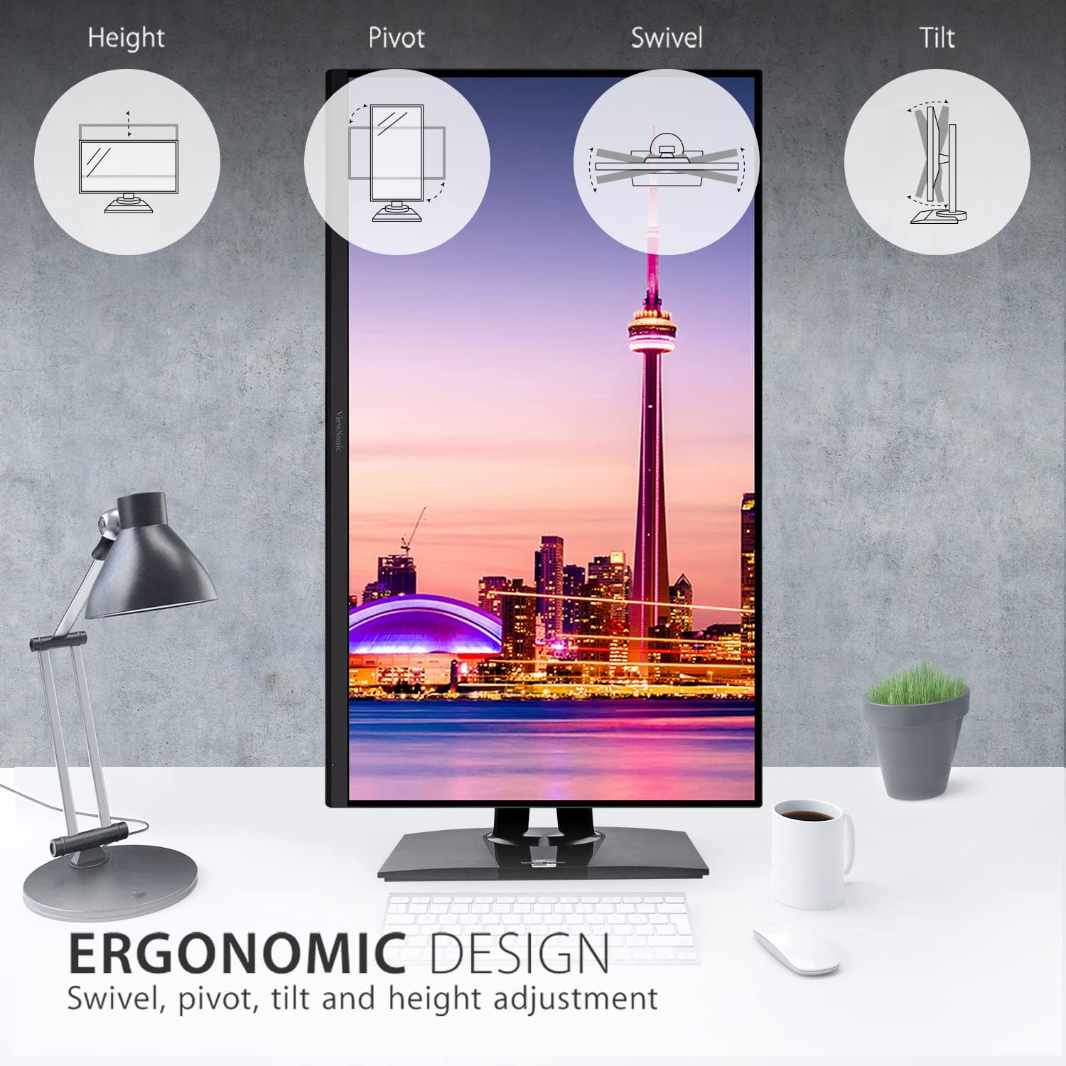 ViewSonic VP3256-4K 32 Inch 4K ColorPro Monitor, IPS Display with 100% sRGB and Pantone Validated for Professional Content Creation, Advanced Ergonomics, 60W USB-C, HDMI, and DisplayPort Inputs