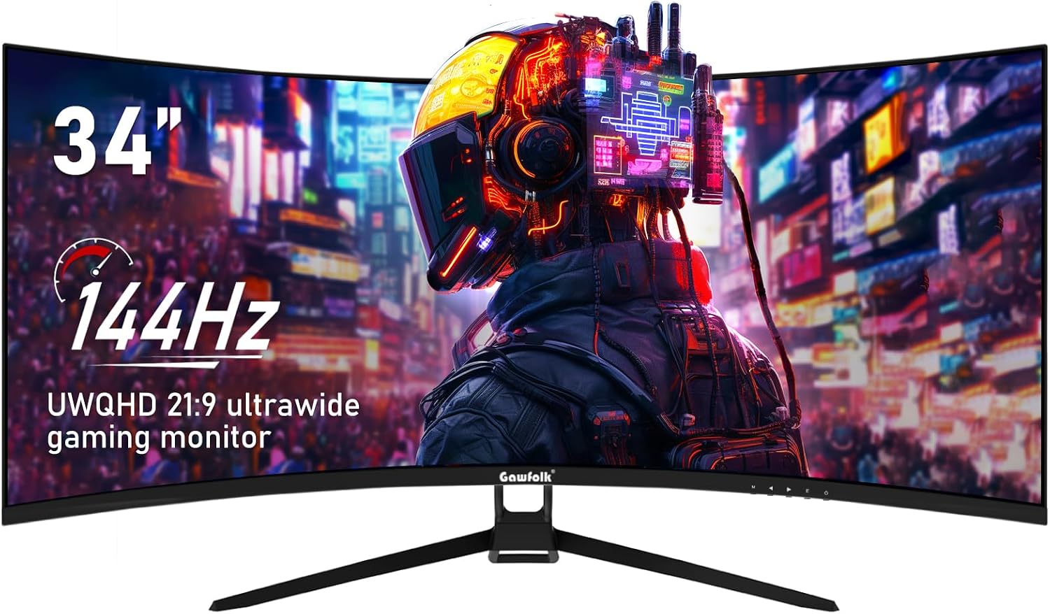 Gawfolk 34 Inch Ultrawide Curved 144Hz Gaming Computer Monitor 1500R PC Screen 21:9 UWQHD (3440x1440),Adaptive Sync,178° Viewing Angle,Display Port 1.4、HDMI 2.0,Compatible with wall mounting -Black
