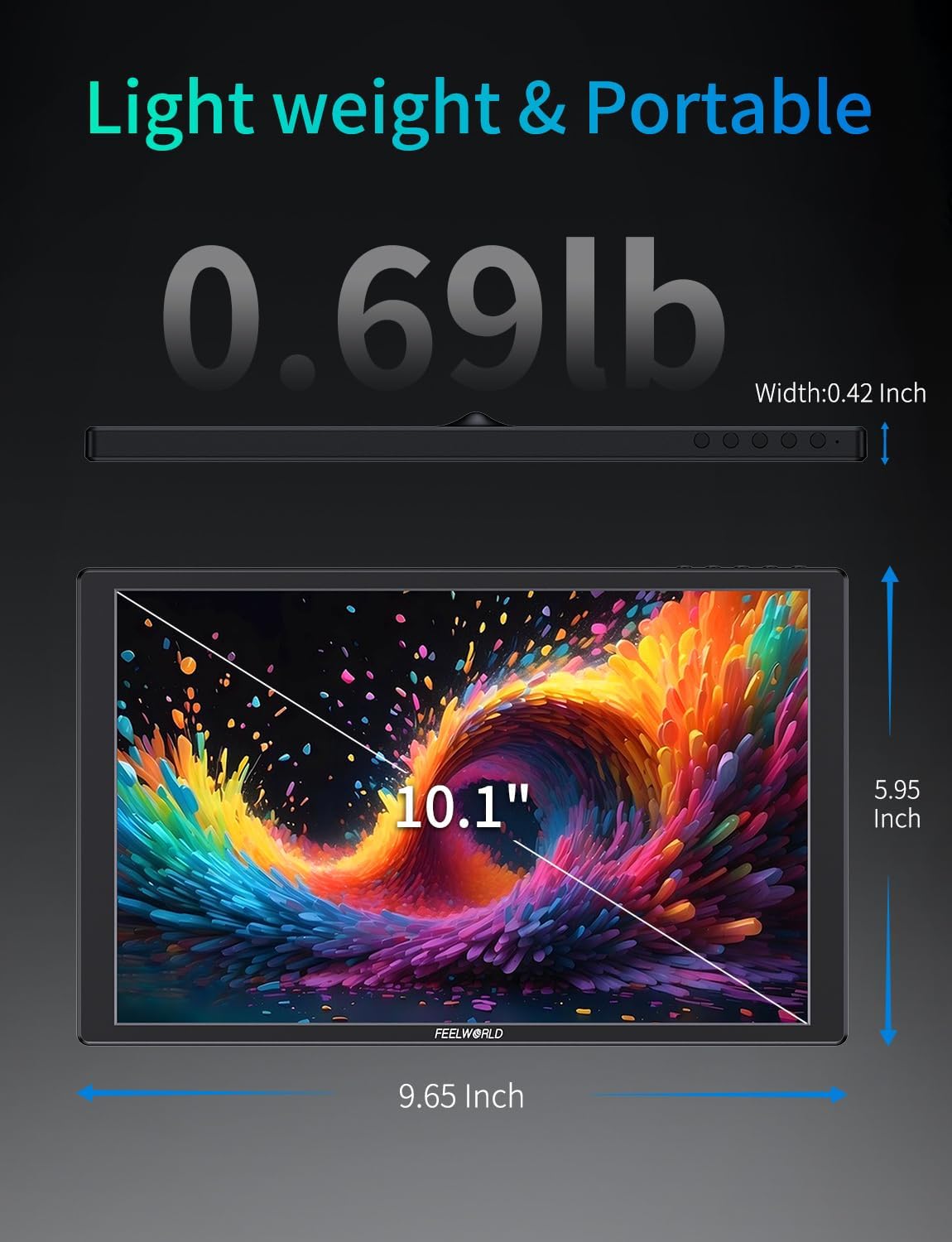 FEELWORLD D10 Touch Screen Portable Monitor,10.1 Inch FHD 1920x1200 HDMI USB-C Second External Monitor for Laptop,Desktop,MacBook,Phones,Tablet,PS5/4,Xbox,Switch,Raspberry Pi Screen with Dual Speake