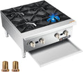 WILPREP Countertop Gas Range, 4 Burner Countertop Gas Stove with 100,000 BTU, 24' Propane with Natural Conversion Kit Grates, Stainless Steel Commercial for Restaurant Kitchen