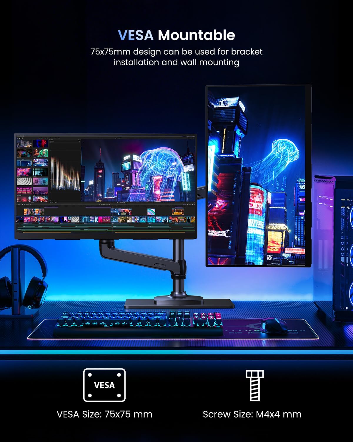 UPERFECT Portable Monitor 4K 144Hz QLED, 19' UHD 3840×2160, 500 Nits, 2000:1, 146% sRGB, 0.1ms, Built-in Stand & VESA Mount, Travel Gaming Monitor for Laptop, PC & Gaming Consoles - UColor 19 Apex