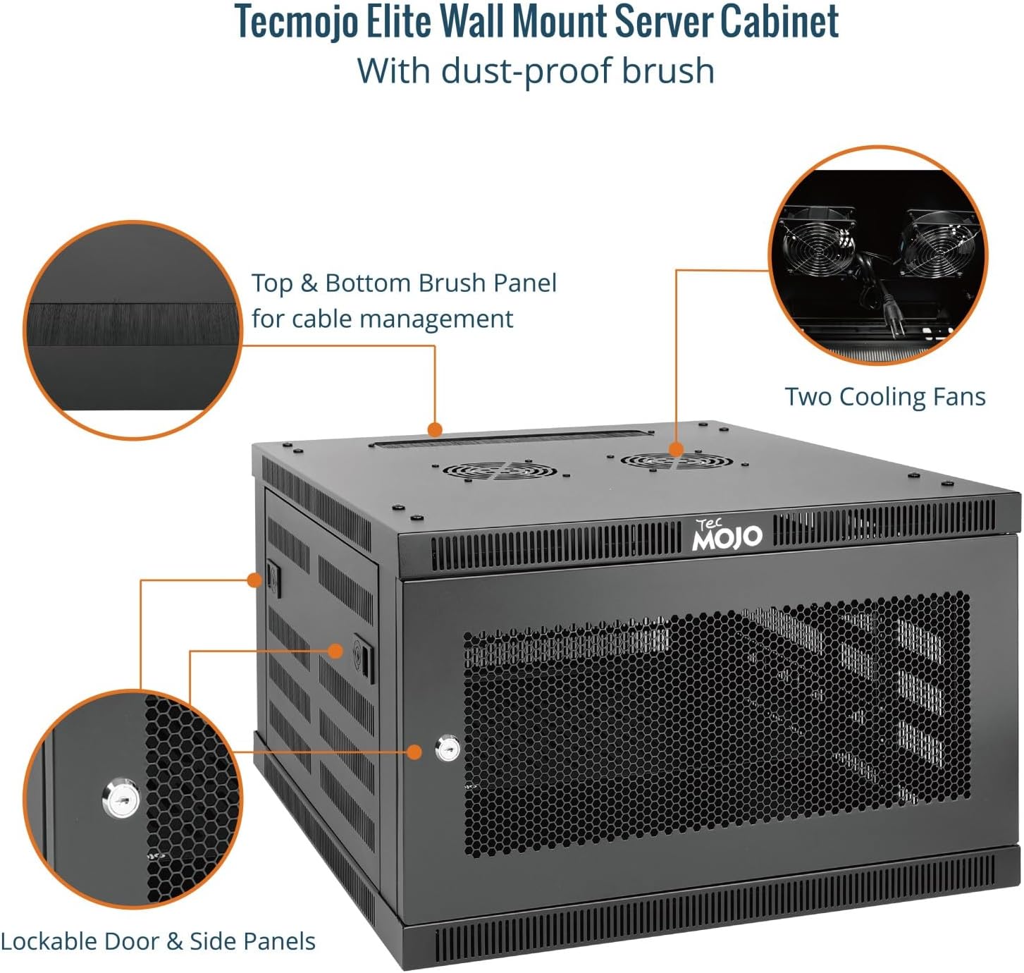 Tecmojo 6U Wall Mount Rack Cabinet, Heavy-Duty 176 Lbs High Load Capacity, 19' Enclosed Server Network Rack with Mesh Door, 23.6' Deep – Elite Collection