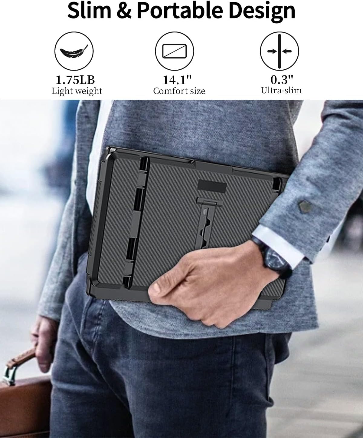 Macsecor 14.1'' Laptop Screen Extender, 1080P FHD IPS Portable Dual Monitor for Laptop, USB C HDMI Plug-Play Monitor Extender for Triple Display for MacOS/Windows, Fits 13-17.3' Laptops