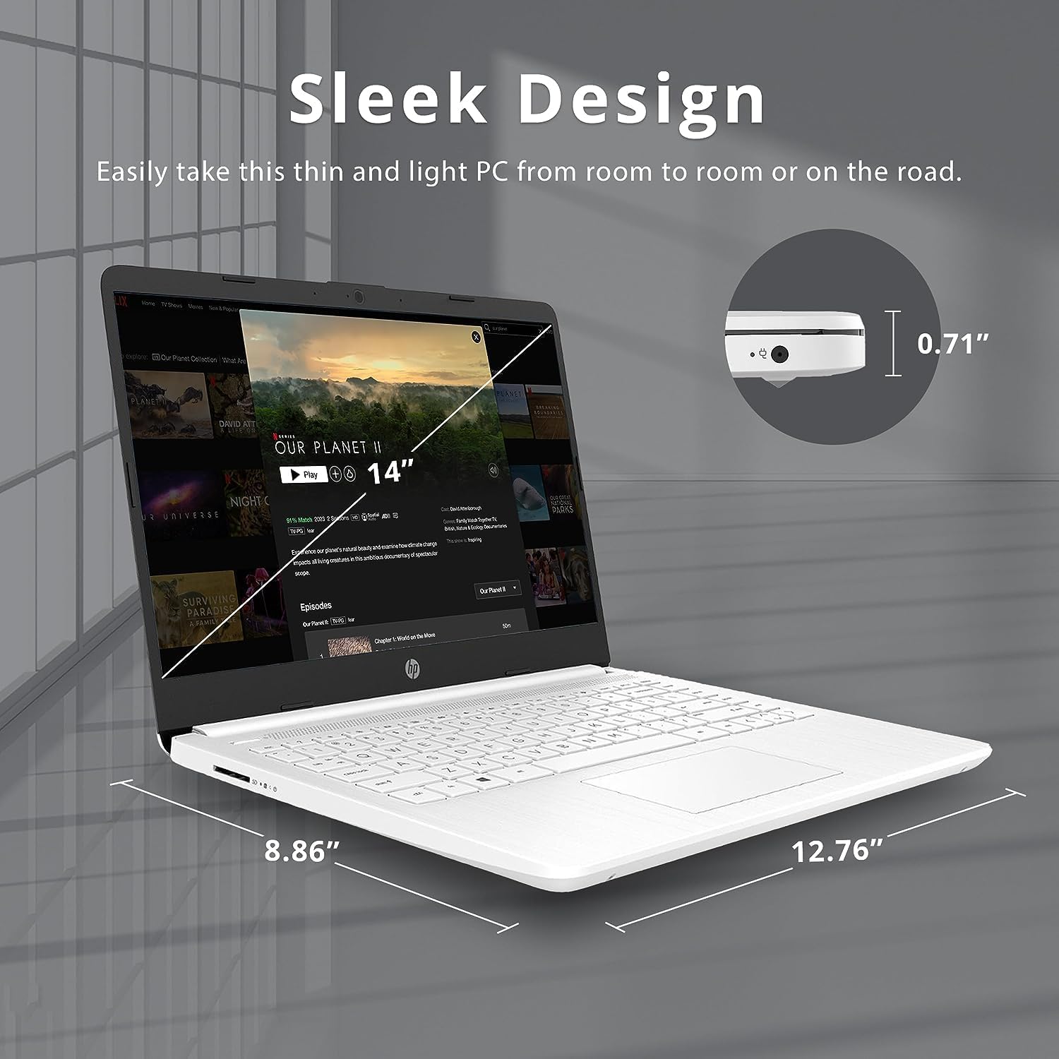 HP Premium 14' Stream HD Laptop, Intel Celeron N4120 CPU, 8GB RAM, 64GB eMMC, Webcam, Intel UHD Graphics, Bluetooth, WiFi, HDMI, Windows 11s, White, 32GB Hotface USB Card (Renewed)