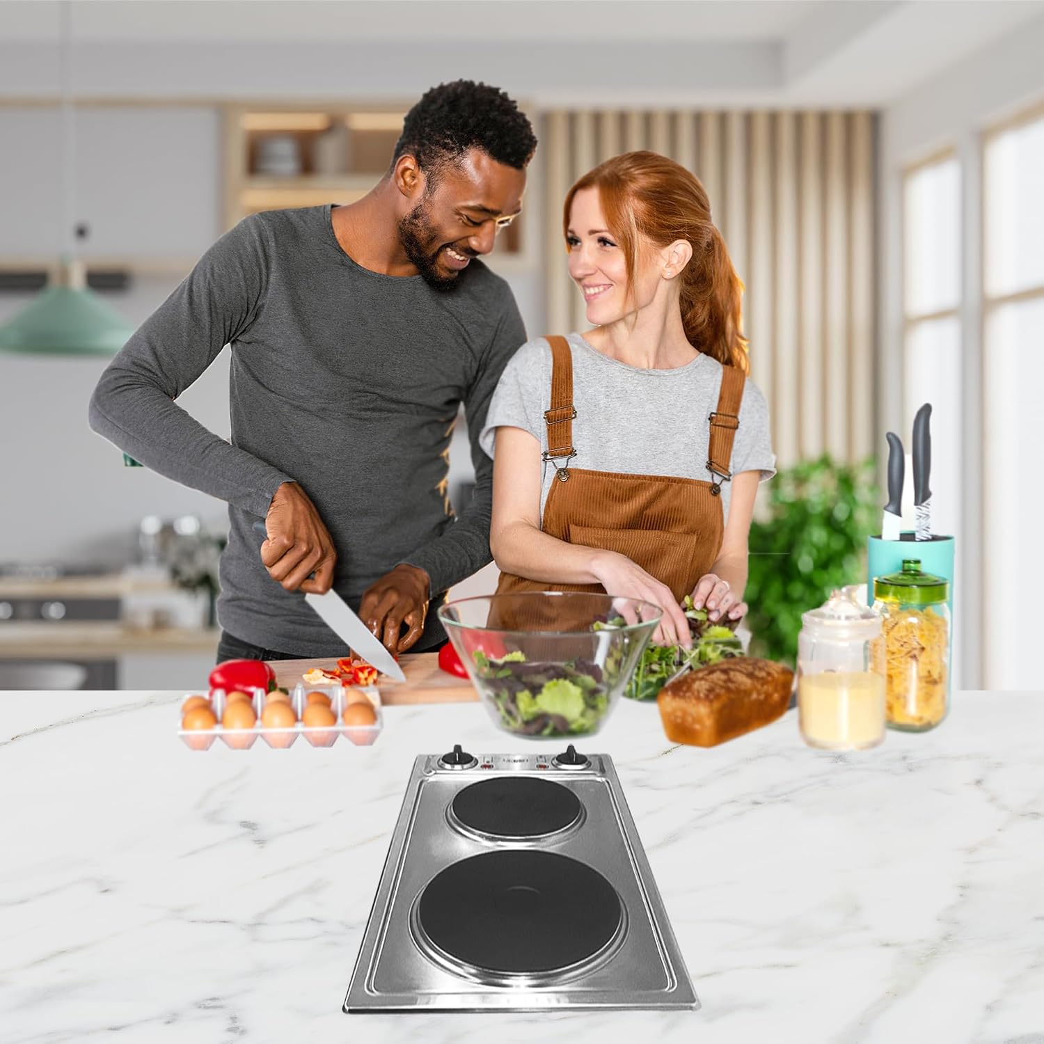 Summit 12' 2 Burner Electric Cooktop. 115 Volt Solid Disk Cooktop, ADA compliant, Stainless Steel, Cast Iron- CSD2B115