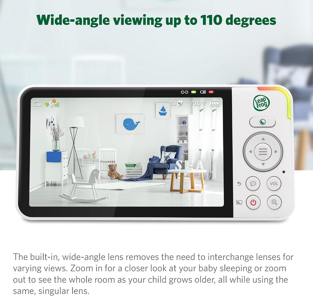 LeapFrog LF925HD Baby Monitor with Camera and Audio,1080p WiFi Remote Access Baby Monitor, 360° Pan & Tilt Camera, 8X Zoom, 5' 720p HD Display, Color Night Light &Vision, Two-Way Talk