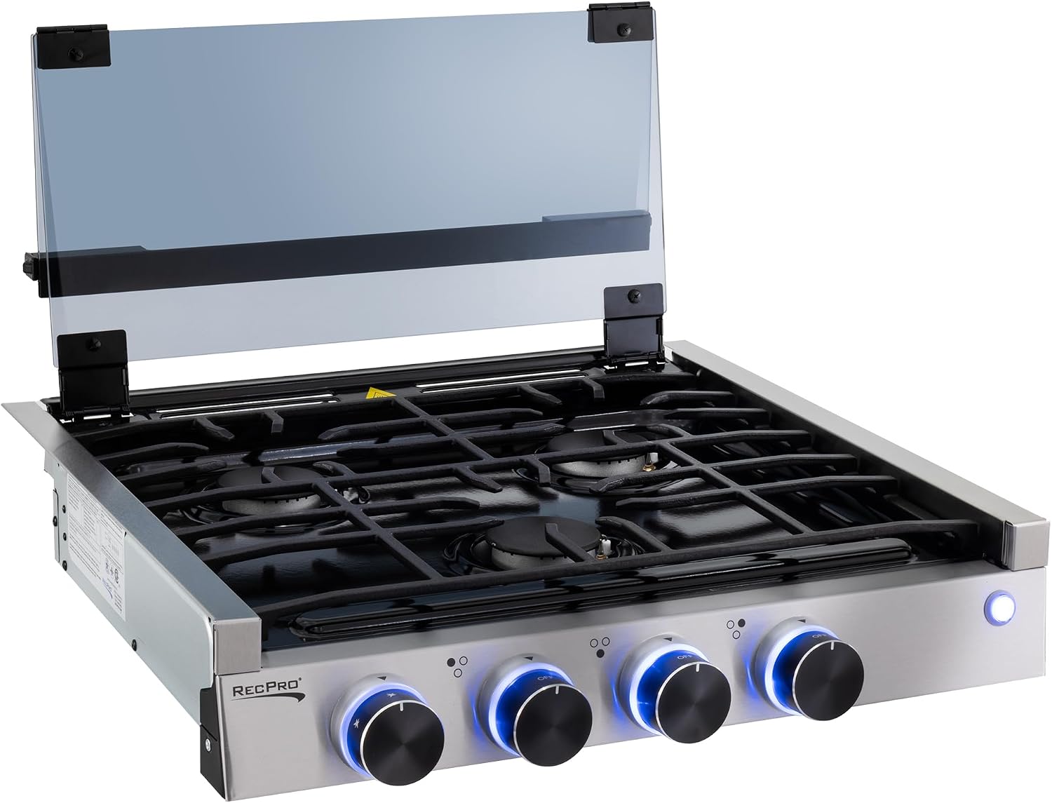 RecPro RV Built In Gas Cooktop | 2 Burner or 3 Burner | RV Cooktop Stove | 6,500 and 8,000 BTU Burners | Cover Included (3 Burner Stainless Steel)