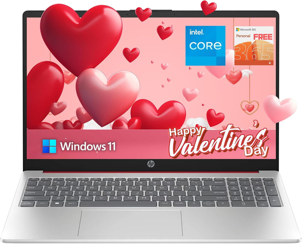hp 15.6' Anti-Glare HD Laptop, Intel Quad-core Processor, 16GB RAM, 128GB SSD+ 128GB JVQ USB Storage, Office 365 1-Year, Up to 11 hrs Long Battery, Win11 S, Scarlet Red